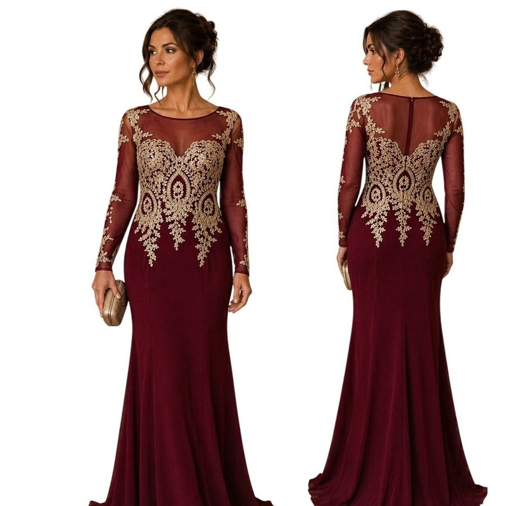 Formal Renaissance Illusion Mermaid Evening‎ Gown Dress Size 10 Formal Baroque